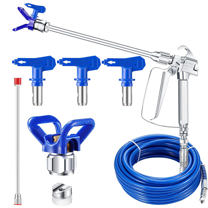 Tilswall Airless Sprayer Gun Hose Kit 50ft 3600psi High Pressure Fiber Tube with Extension Rod Pole